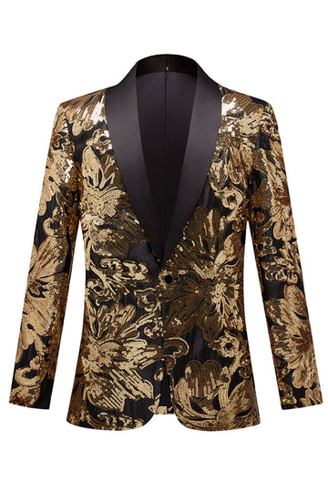 gyllen blomst formet paljetter menns blazer